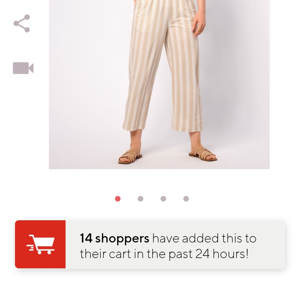 High-Waisted Striped Cropped Pants in Beige